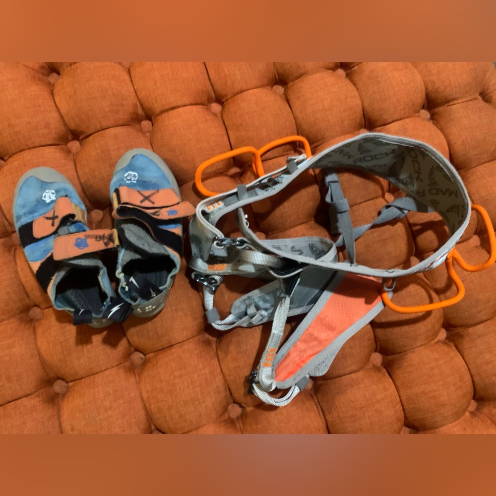 Climbing harness and shoes